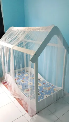CAMA INFANTIL CASA DE PRINCESA + COLCHÃO + MOSQUETEIRO
