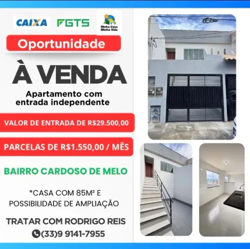 Apartamento à venda em Muriaé (Bairro Cardoso de Melo) ENTRADA FACILITADA