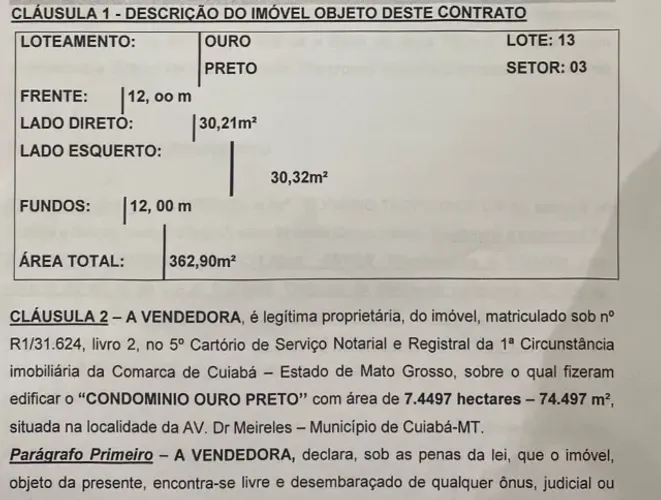 LOTE NO CONDOMÍNIO OURO PRETO COM ACESSO AO RIO COXIPO 