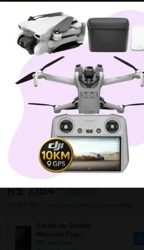 DRONE DJI MINI 3, COM TELA (NOVO)