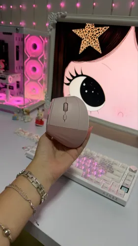 Mouse Ergonômico Vertical Sem Fio Rosa