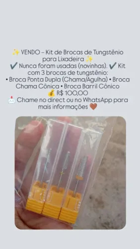Kit com 3 brocas de tungstênio para nail designer.