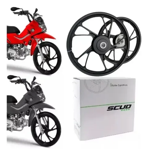 Roda SCUD  Pop 110 5 Pontas Preto Pe De Galinha Tambor Scud