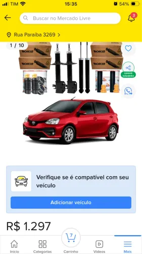 2 amortecedores dianteiros + 2 traseiros + kit coxim e batente Toyota Etios/Yaris 17/21