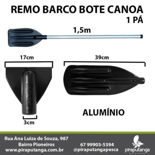 Remo Barco Bote Canoa 1,50m Alumínio Pá Reforçada