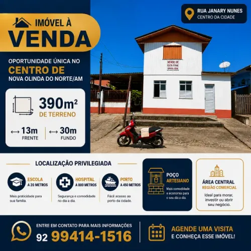 CASA À VENDA - CENTRO DE NOVA OLINDA DO NORTE/AM