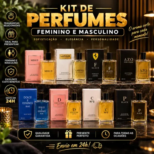 KIT 2 Perfumes Contratipos Feminino e masculino á base de óleo100ML