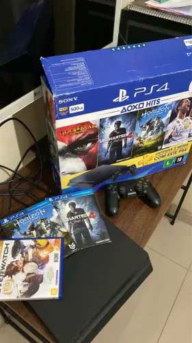 PS4 Slim 500GB + Controle Original + Jogos - Leia a Descrição
