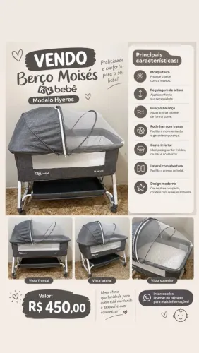 BERÇO DE BEBÊ ESTILO MOISÉS 