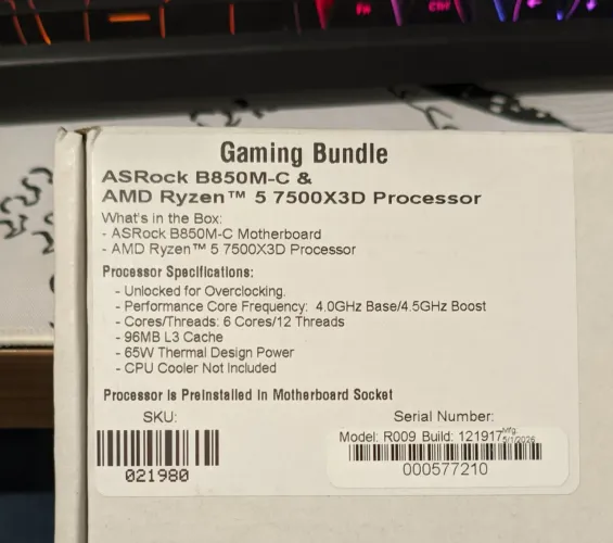 Kit upgrade Ryzen 5 7500x3d + DDR5 16gb