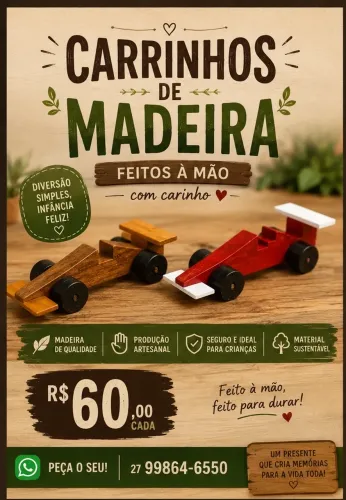 Brinquedos e Carrinhos de Madeira