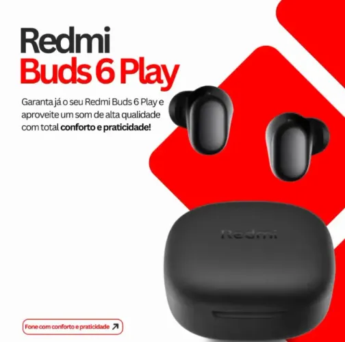 Fone de ouvido Bluetooth Redmi Buds 6 Play Xiaomi Original