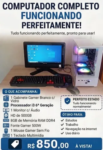 Computador completo funcionando perfeitamente