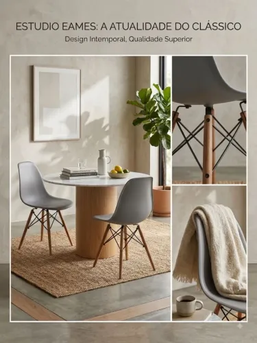 Kit 2 Cadeiras Eames Eiffel - cinza