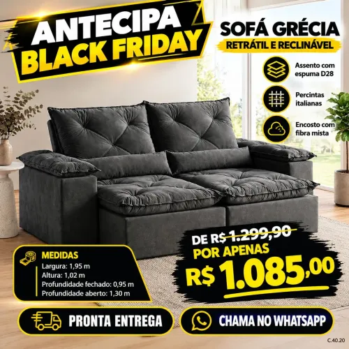 Sofá Retrátil e Reclinável