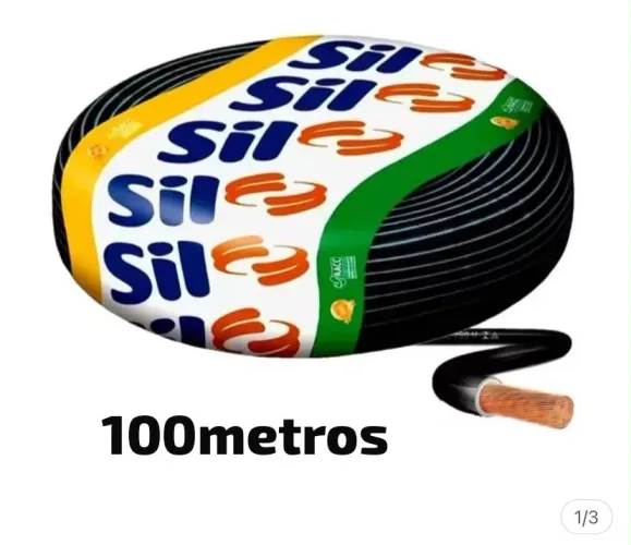 Cabo flexível 4mm 100 metros - Marca Sil na cor preta