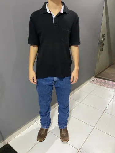 Camisa polo preta brooksfield