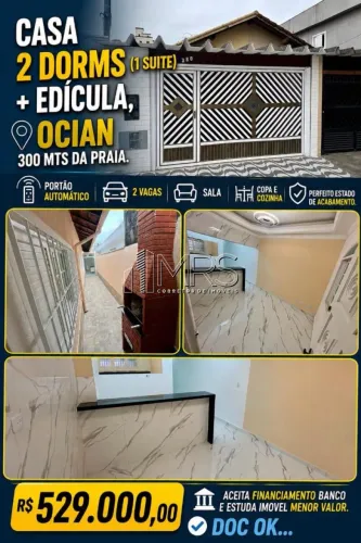 Espaçosa Casa Geminada à Venda no Ocian - 2 Quartos, Suíte e Garagem