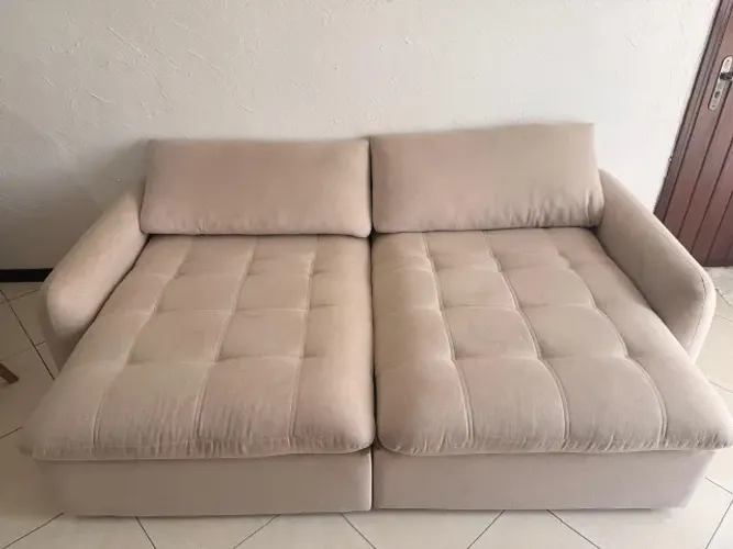 Sofá retrátil bege 