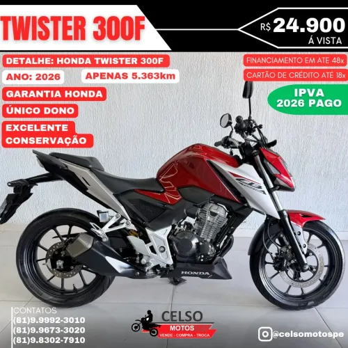 Twister 300F 2026 c/5.300km Financio48x aceito sua moto na troca