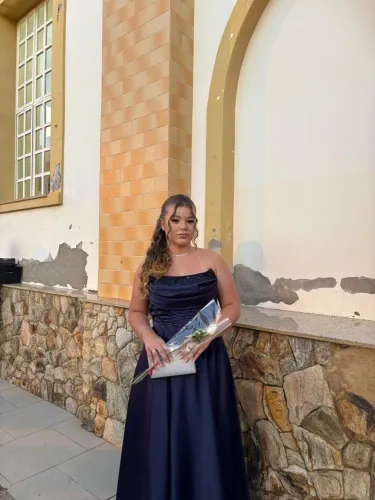 Vestido de festa azul marinho