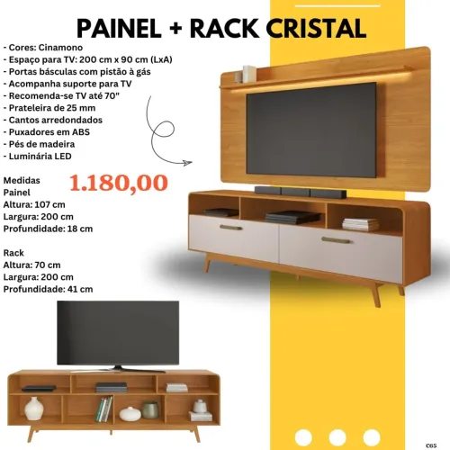 Rack + painel Cristal Luz Led suporta TV até 70 polegadas  / pague na entrega 