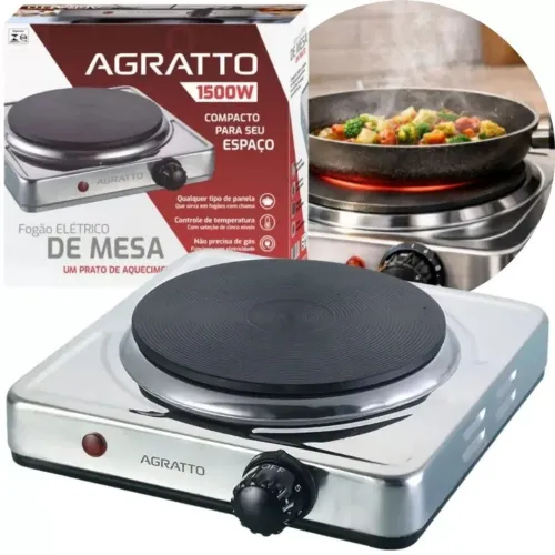 Fogão elétrico uma boca inox. Novo na caixa.