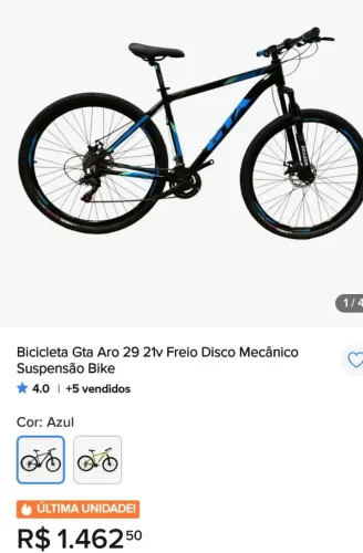 Bicicleta aro 29 GTA Semi nova