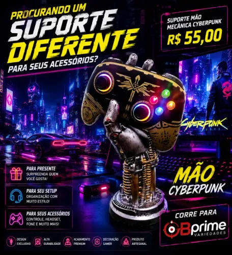SUPORTE MÃO MECÂNICA CYBERPUNK e ASTRONAUTA
