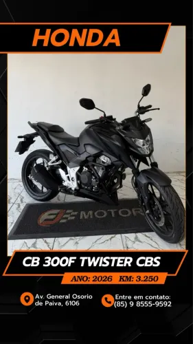 Honda cb Twister 300f CBS ano 2026, zero Aceitamos cartões e Financiamento bancário
