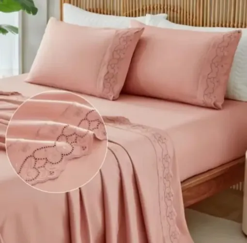 Jogo de Cama Queen com 4 Peças Microfibra Ellie Cazza Rosa