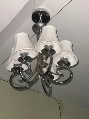 Lustre Pendente Cromado 5 Cúpulas estilo clássico 