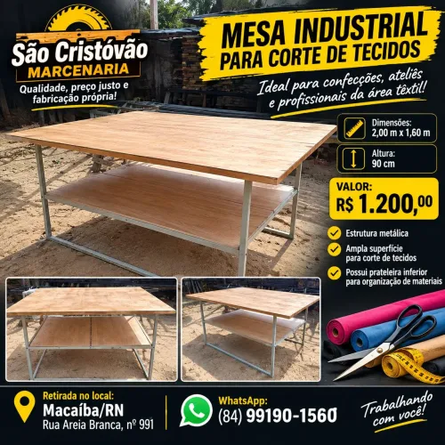 Mesa industrial para cortes de tecidos