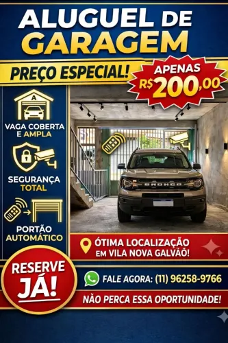 Garagem para alugar  / Vila Nova Galvão ZN / valor mensal R$ 200,00 