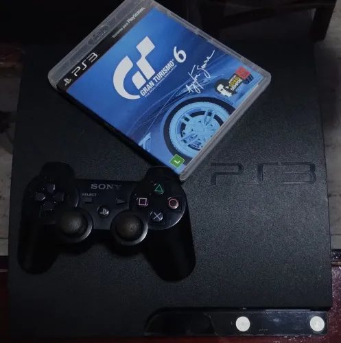 PS3 SLIM MÍDIA FÍSICA DESBLOQUEADO, 3 CONTROLES+GRAN TURISMO 6 EDIÇÃO AYRTON SENNA!!!