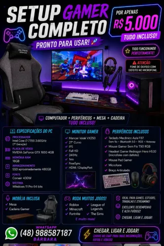 SETUP GAMER COMPLETO  PRONTO PARA USAR