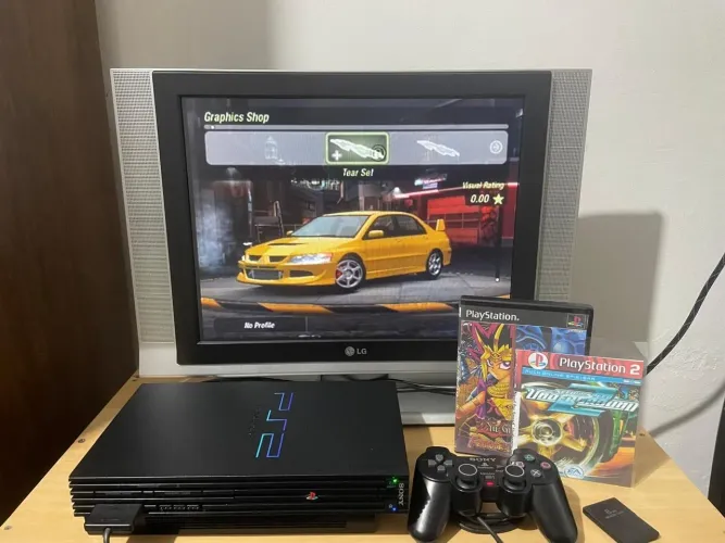 PlayStation 2 fat desbloqueado com chip Matrix rodando ps2 e ps1