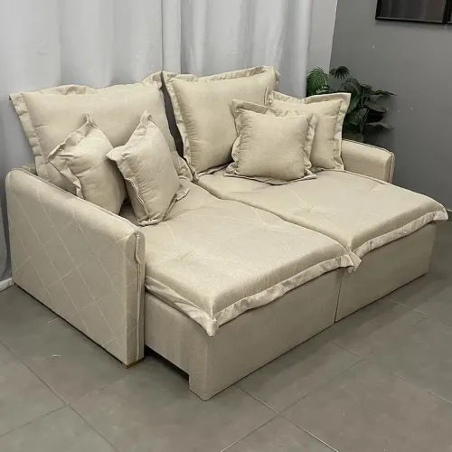 Sofá Cama Lima 200cm em Linho 3 Lugares Retrátil e Reclinável/ frete grátis 