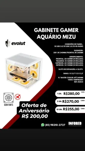 Gabinete gamer aquário Mizu Evolut EG824