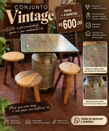 Mesa Vintage Latão de Leite