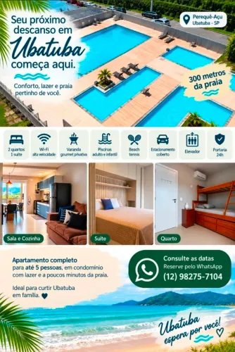 Apto UBATUBA Perequê-Açu | Piscinas | Varanda Gourmet
