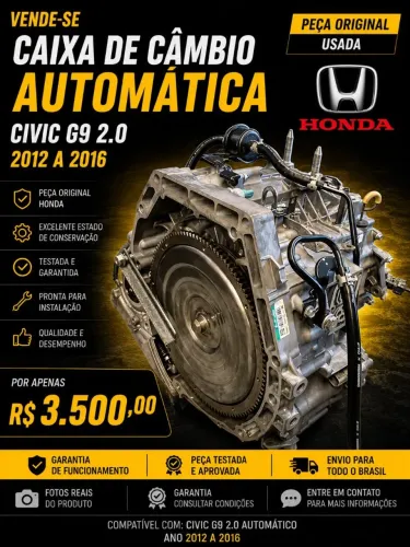 CAIXA DE CÂMBIO AUTOMÁTICA Civic g9 <br><br>CIVIC G9 2.0<br><br>2012 A 2016
