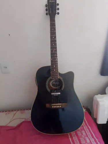 Violão Hofma Elétrico preto grande 