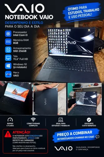 Notebook VAIO Core i3 8GB RAM SSD 256GB 15,6? - Funcionando Perfeitamente