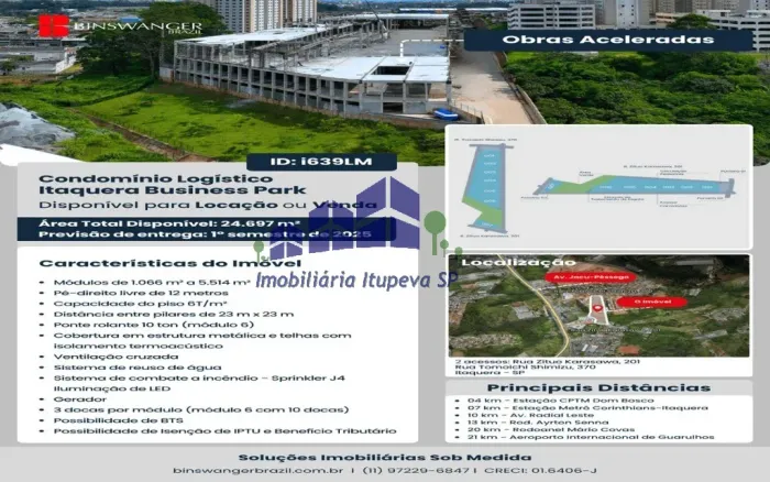 Locação de Galpão em Condomínio na Zona Leste de SP: 2 Salas, 2 Banheiros e 1.066m² de Áre