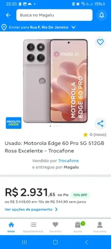 Motorola edge 60 pro 512gb na garantia até nov