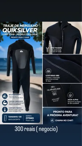 Este é um traje de mergulho (Long John) Quiksilver, modelo Prologue.