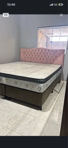 ? Cama King Size Completa - Cabeceira + Colchão Ortobom