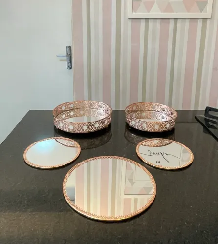 Kit decorativo rosé gold com 5 peças