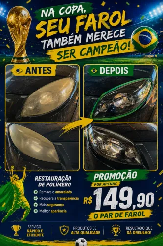Revitalização de faróis com polímero 